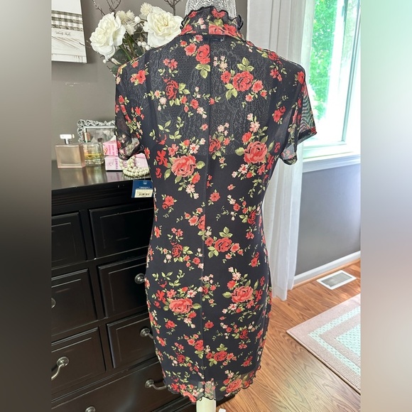 Arizona Jean Co Floral Mesh Mini Dress Size Large Gothic Y2K Grunge Vibes - Picture 10 of 16